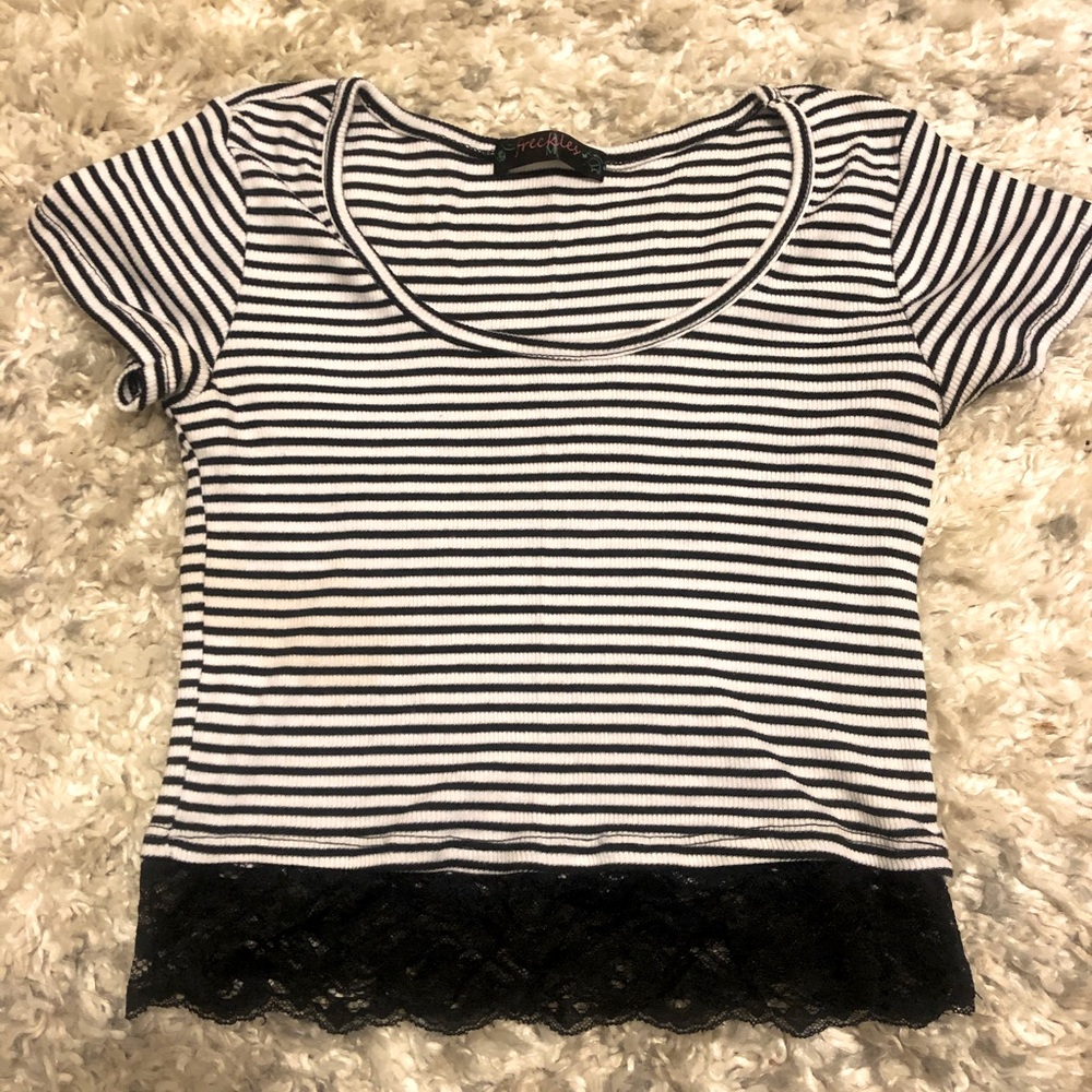 Lace Striped Crop Top
